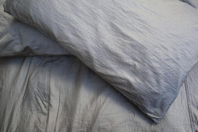 dingotex eco-friendly sheet set fabric close up in silver moon colour